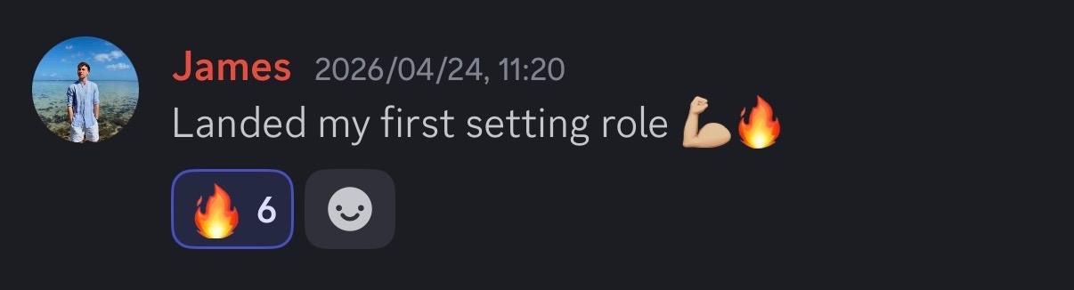 James — Landed my first setting role