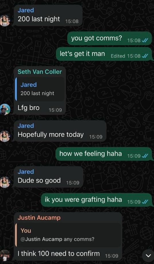 Jared — $200 last night, more today