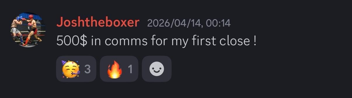 Josh — $500 in comms for my first close
